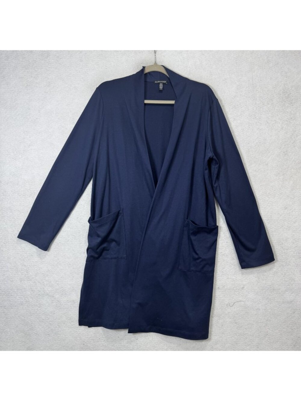 Eileen Fisher Cardigan Sweater Womens Medium Blue Tencel Open Front Knit Duster